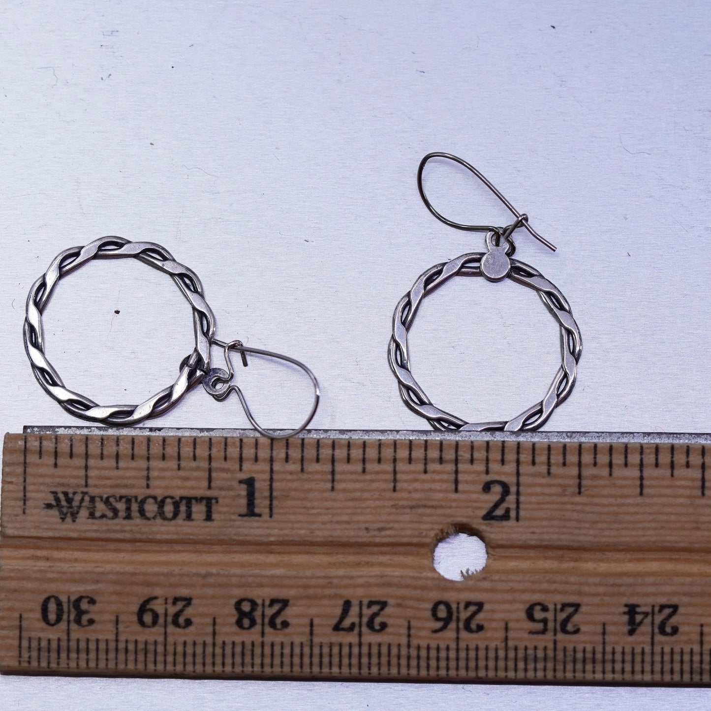 Vintage Sterling 925 silver handmade entwined circle earrings