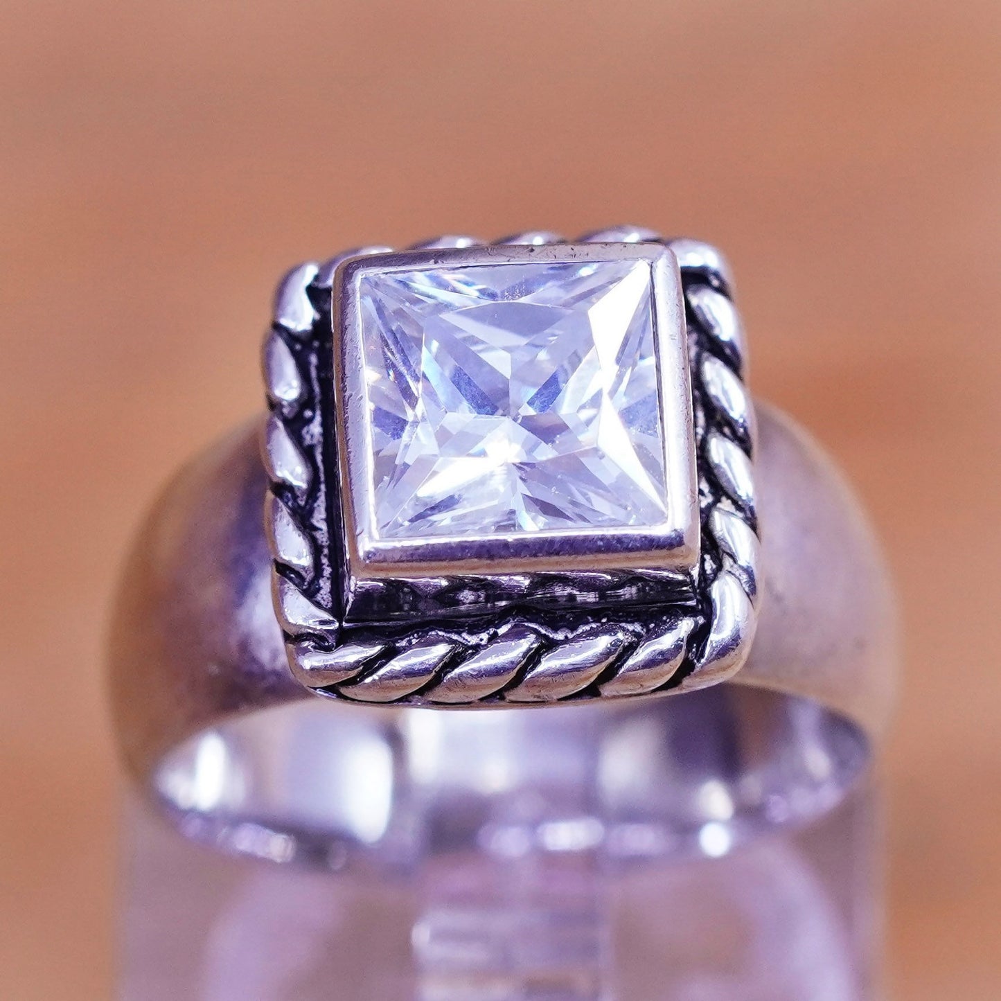 Size 6, R0836. Silpada Cubic Zirconia CZ Braided Ring, sterling 925 Silver