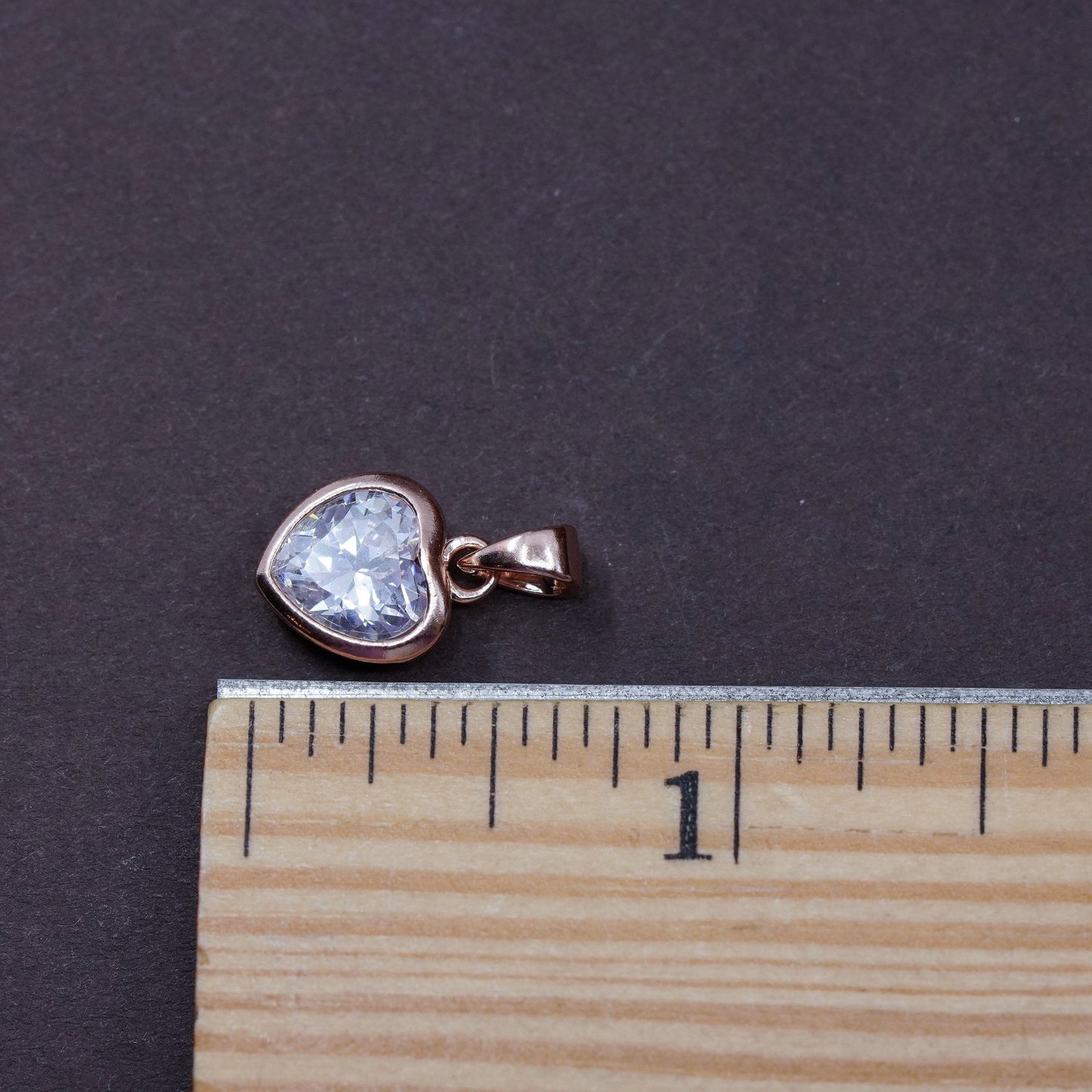 Vintage rose gold over Sterling 925 silver pendant with crystal