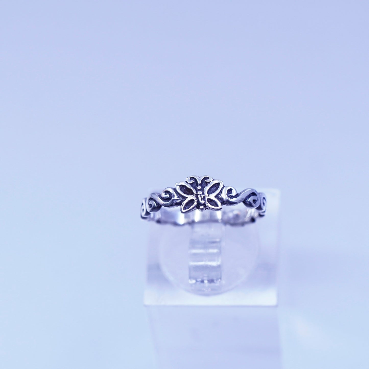 Size 5.25, vintage Sterling 925 silver handmade ring, butterfly band