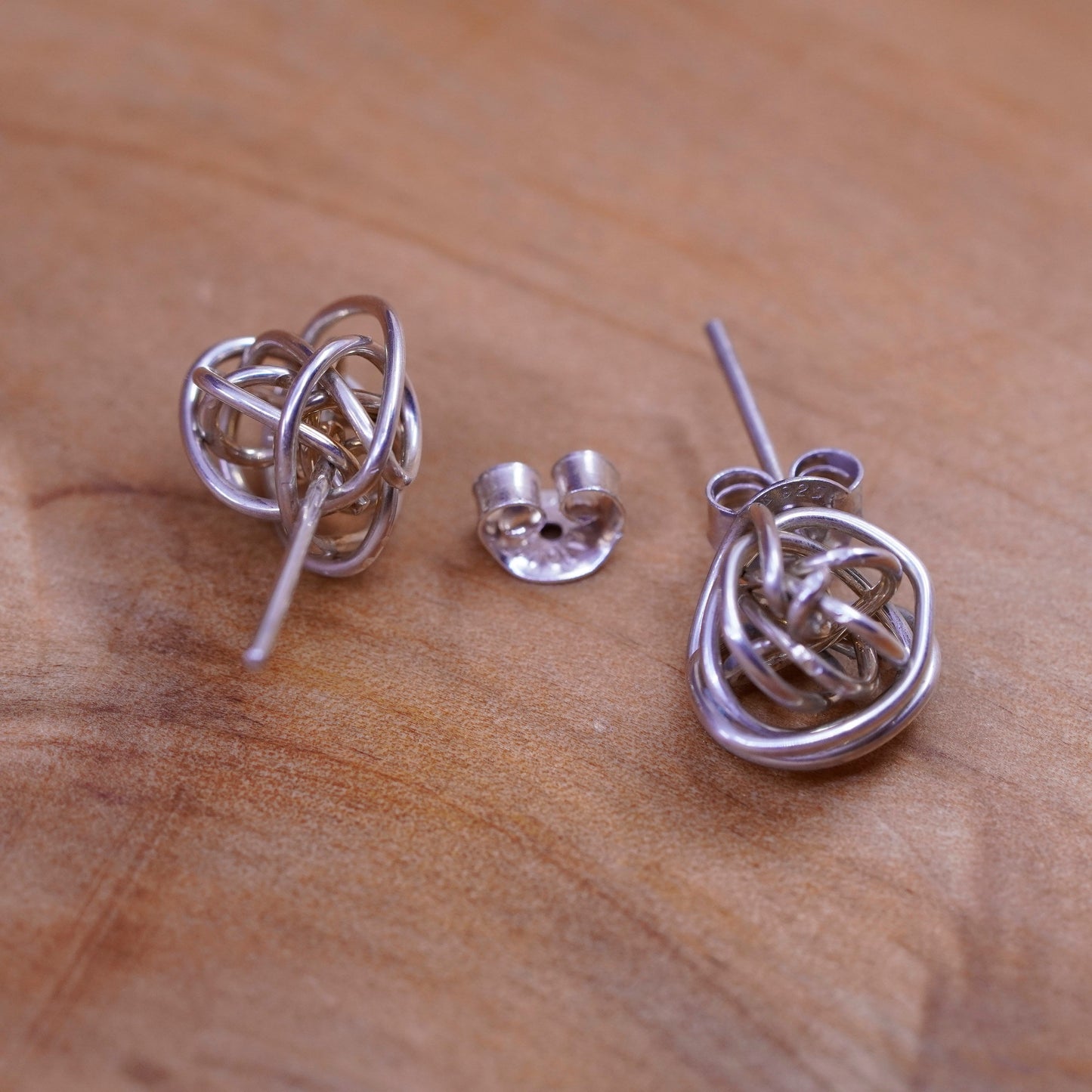 Vintage Sterling silver wired beads studs, 925 silver earrings