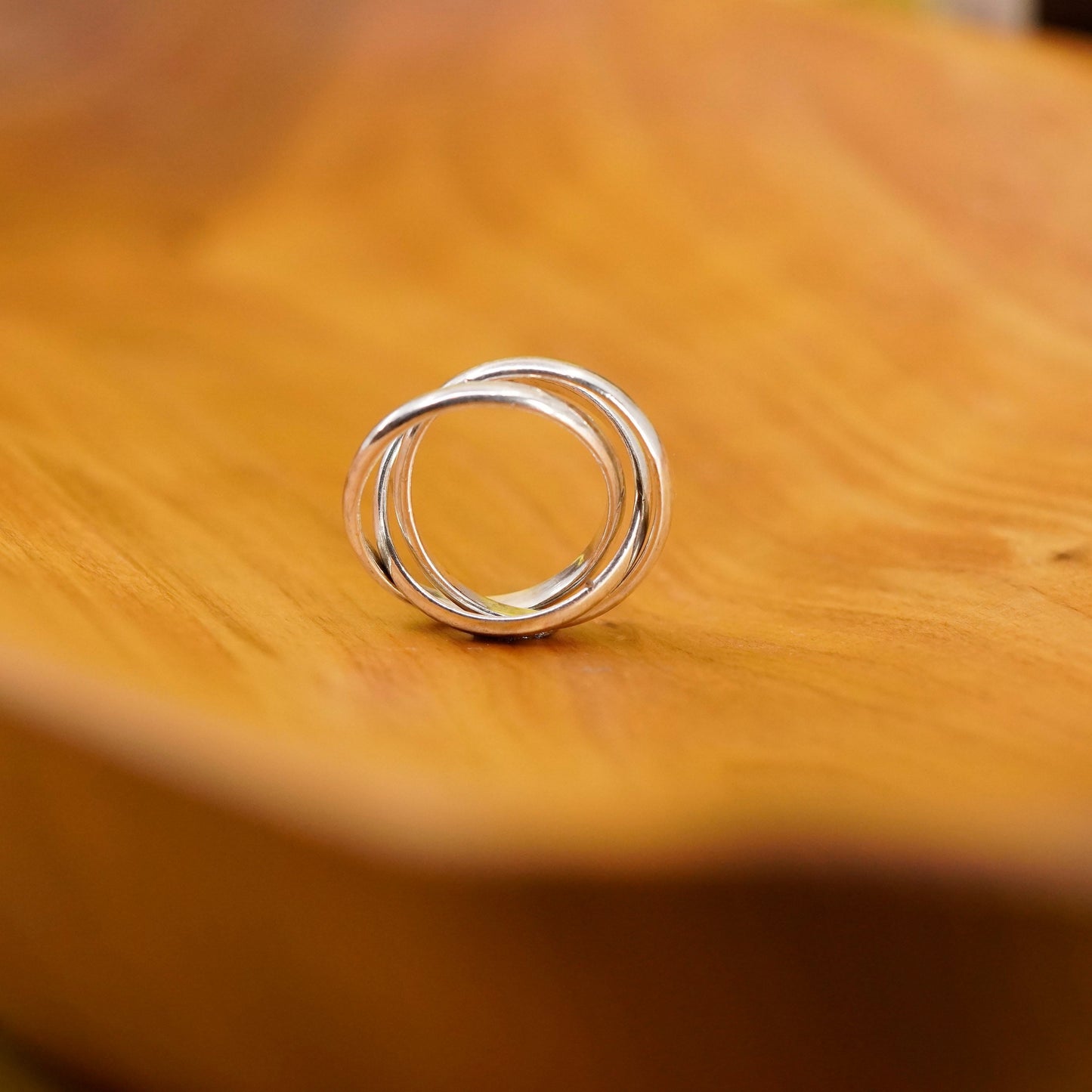 size 6, vintage Sterling silver handmade ring, 925 entwined band