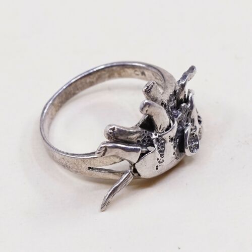 Size 8 Vintage Sterling Silver Handmade Sea Elephant Ring W/ Movable Joints