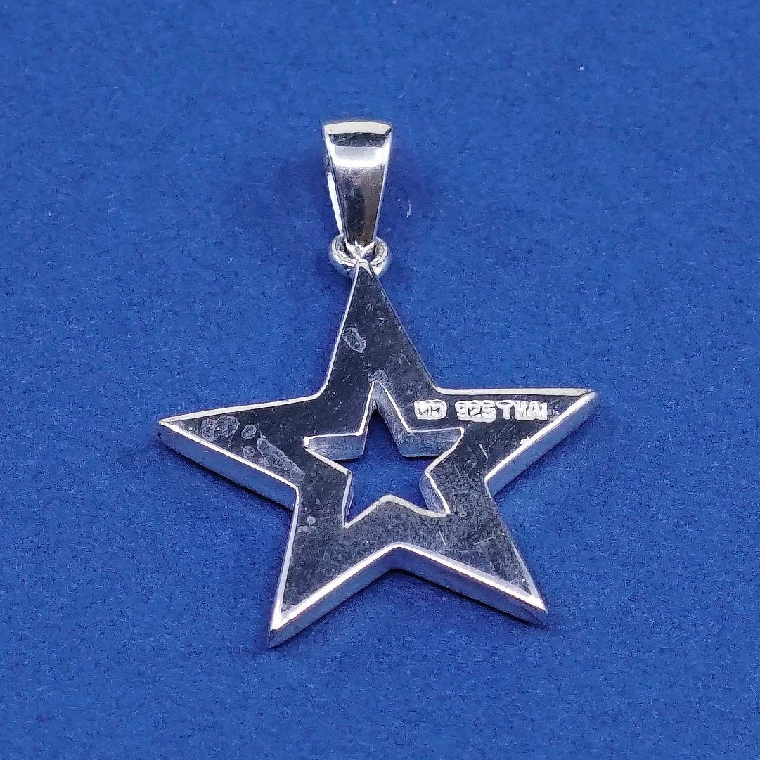 vtg Sterling silver handmade pendant 925 star with Crystal