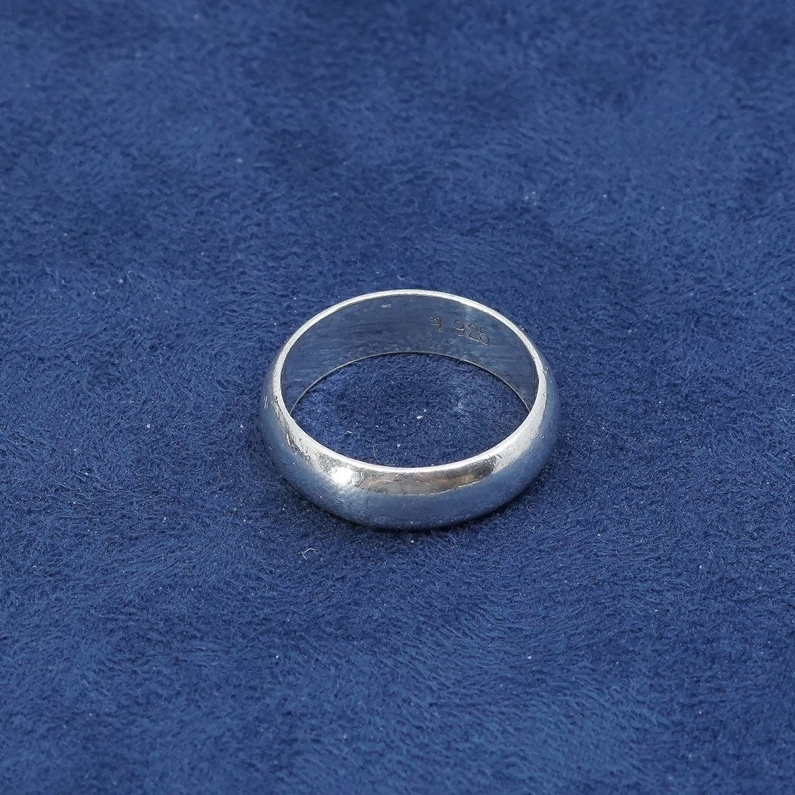 sz 7.75, vtg Sterling silver handmade ring, 925 wedding band, stamped 925