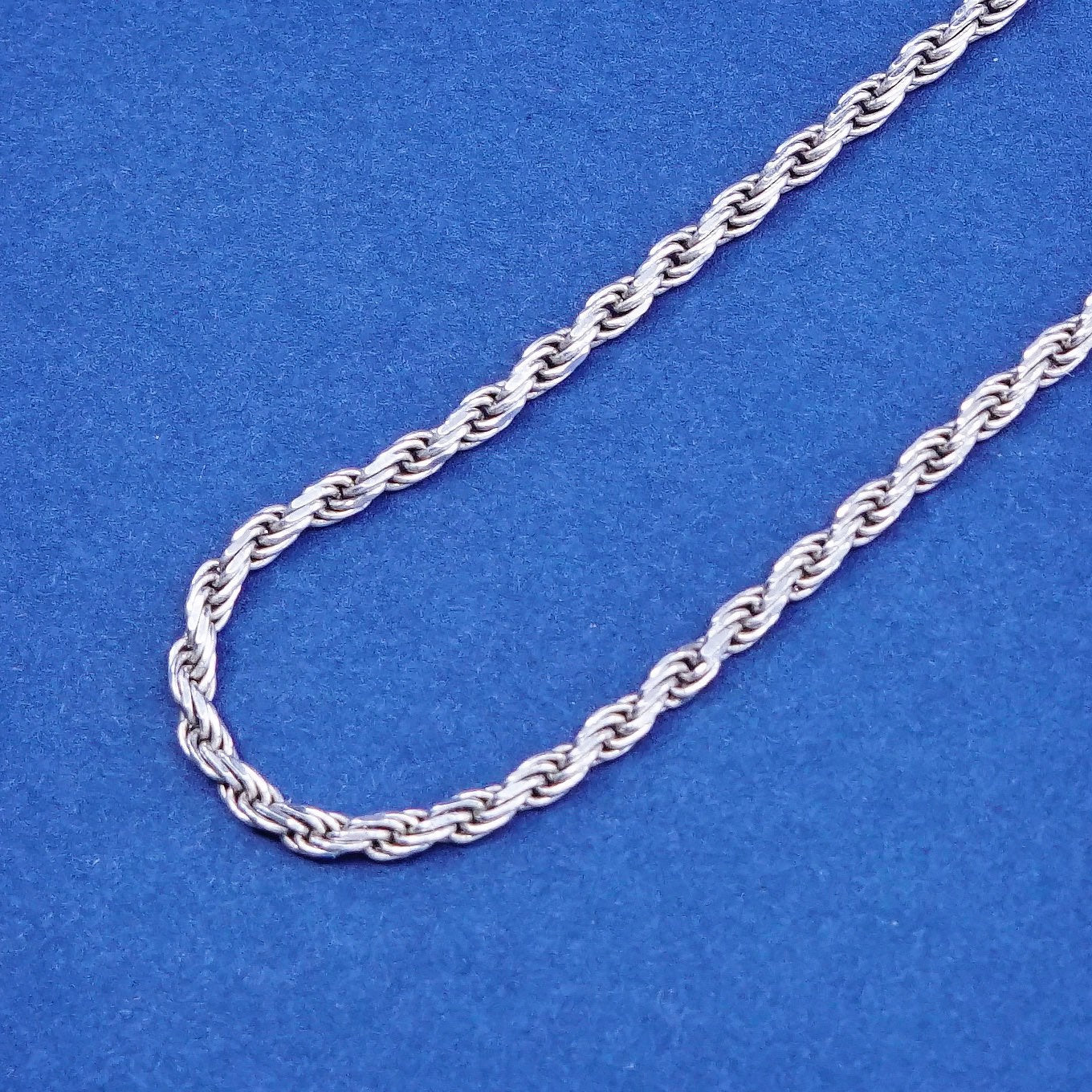 30”, 2mm, vintage Sterling silver handmade necklace, 925 diamond rope chain