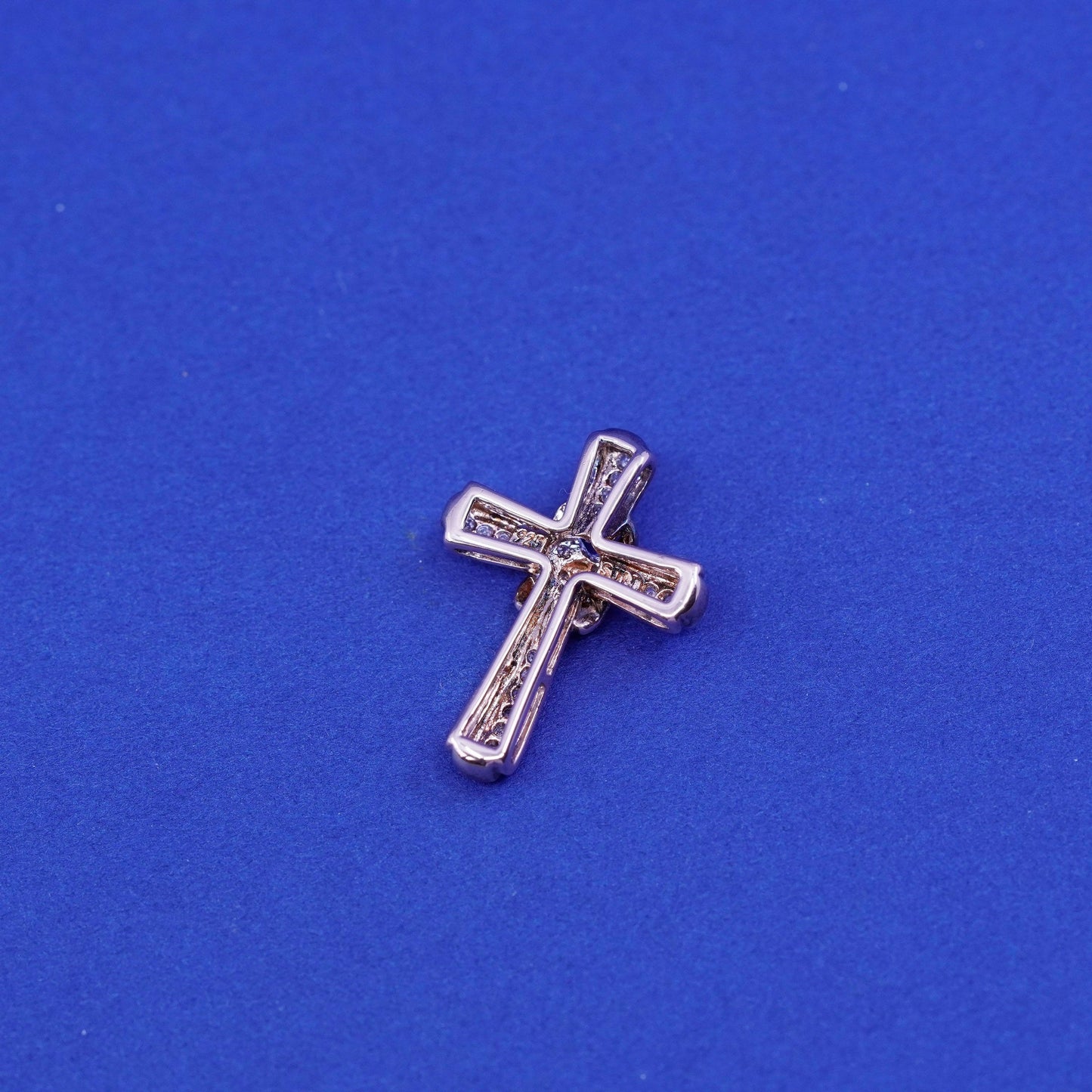 Sun vermeil gold over Sterling silver handmade pedant, 925 cross with diamond
