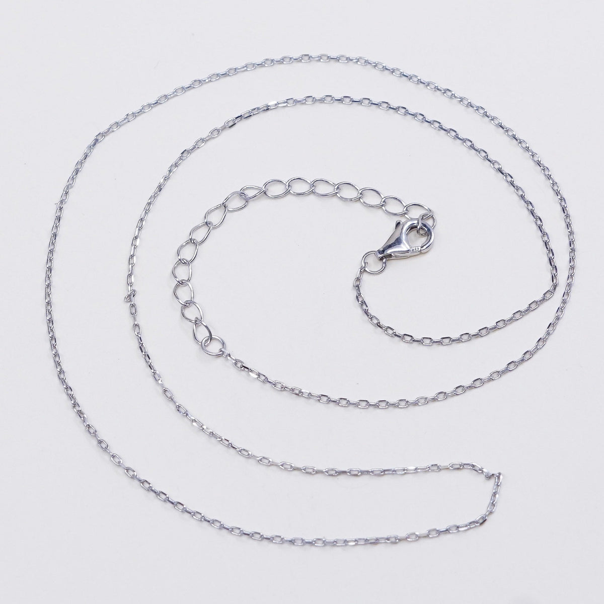16”+2”, 1mm, Vintage sterling silver circle link chain, Italy 925 necklace