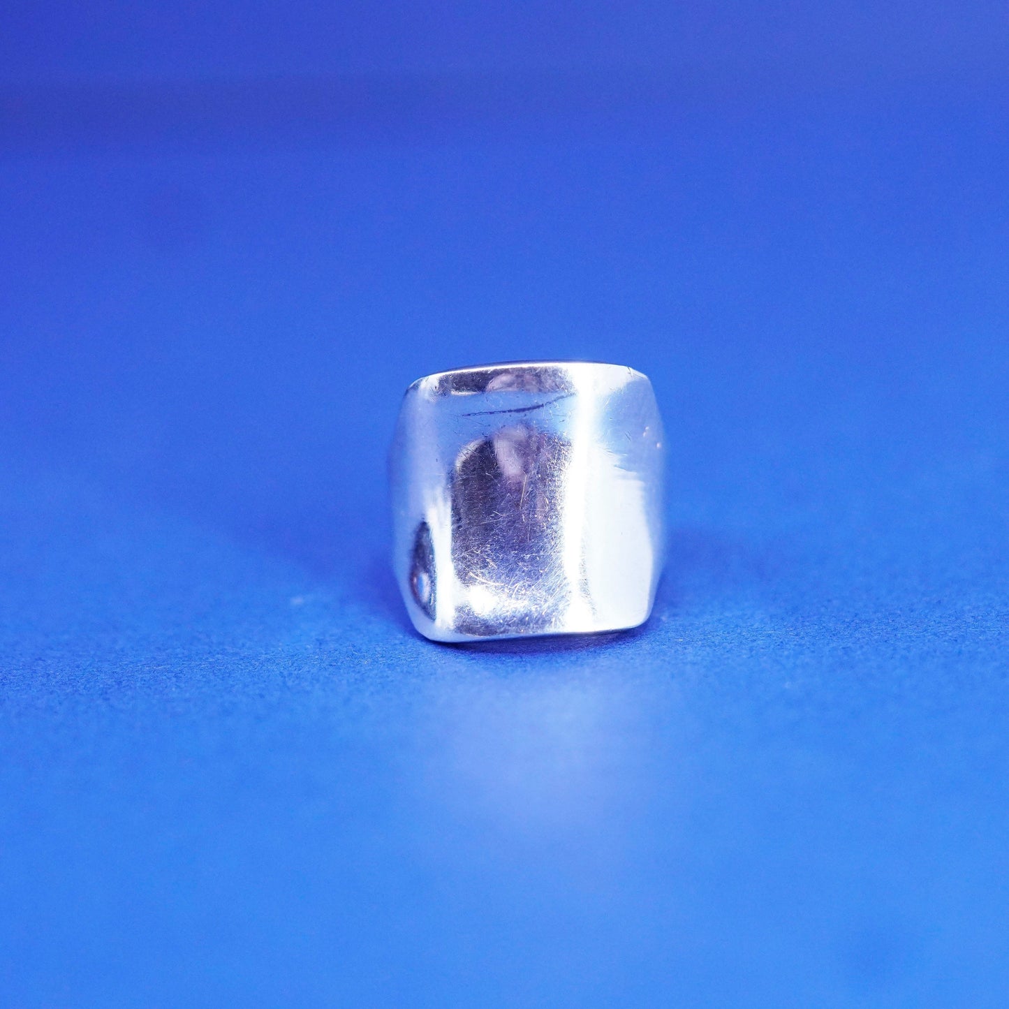 Size 7, vintage Sterling silver handmade ribbed ring, 925 statement band
