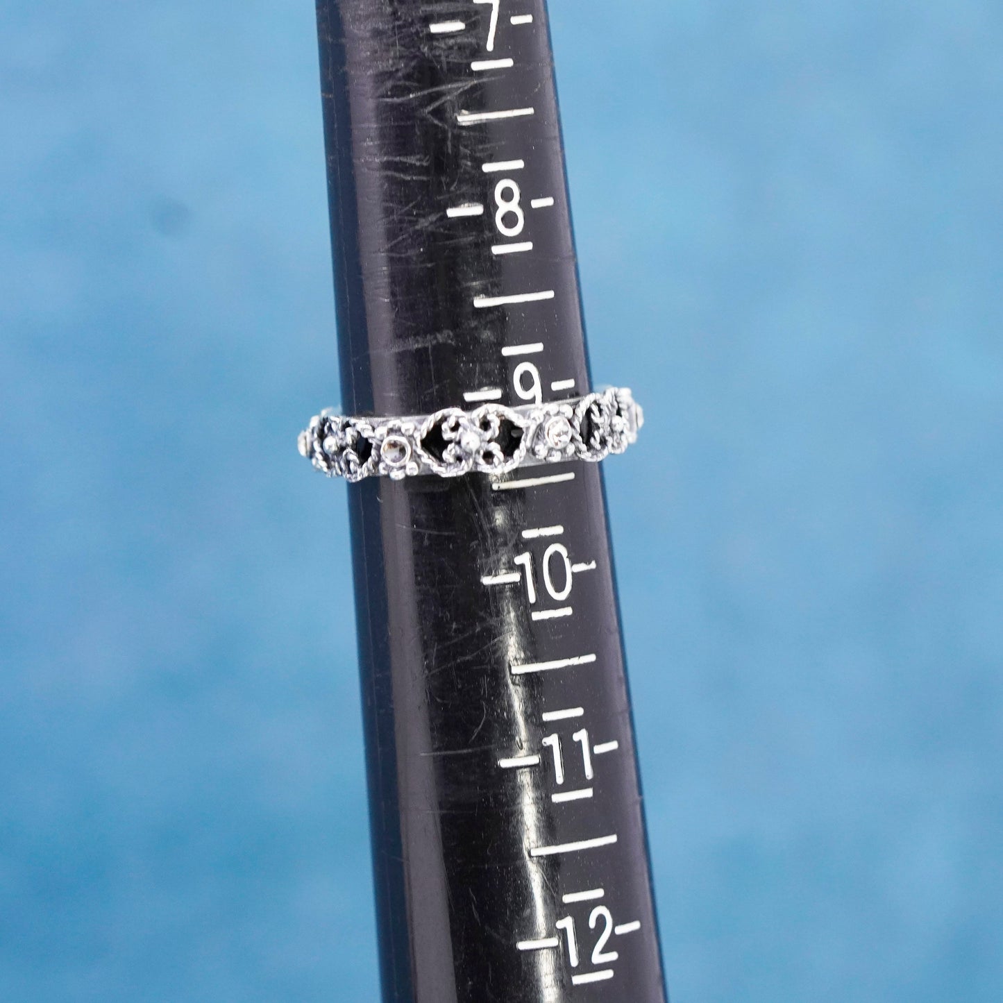 Size 9, vintage Sterling silver handmade ring, 925 band with cz