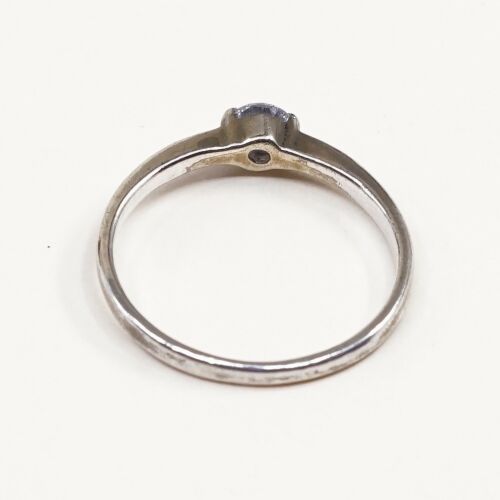 Sz 6.75, Sterling Silver Handmade Ring, 925 Silver Engagement Ring W/ Crystal