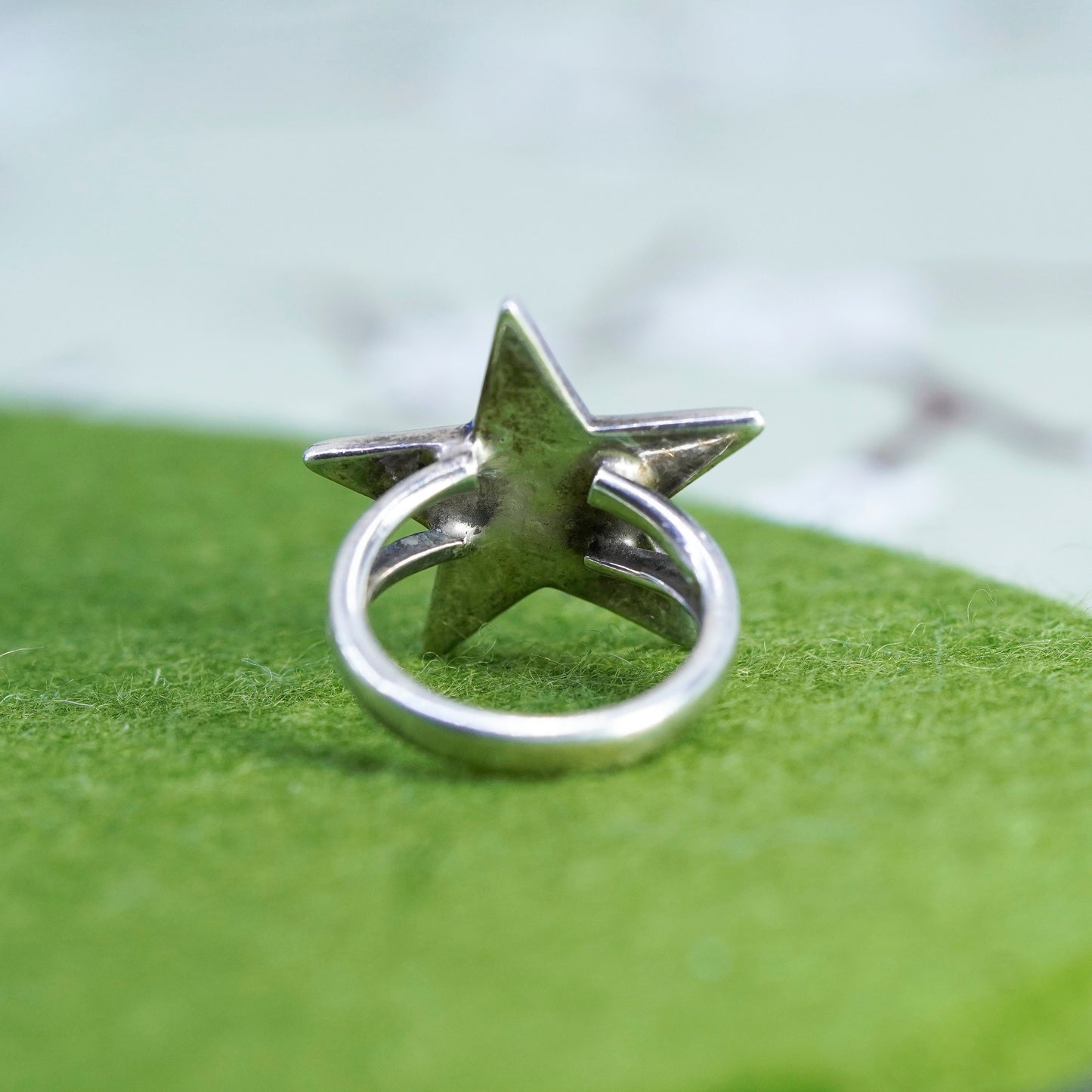 Size 5, vintage Sterling silver handmade ring, 925 star band
