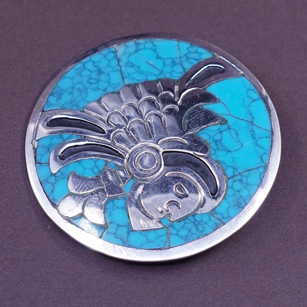 mexico Taxco handmade pendent, 925 w/ turquoise brooch, southwestern