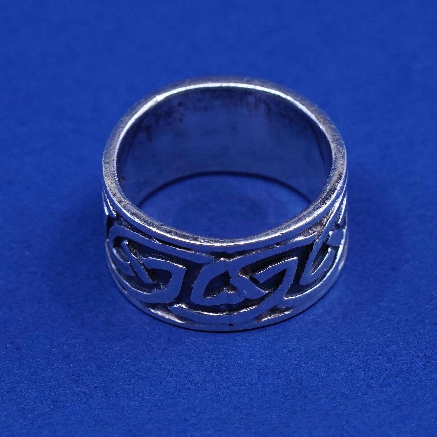 Size 5, vintage Sterling silver handmade ring, hopi 925 woven textured band