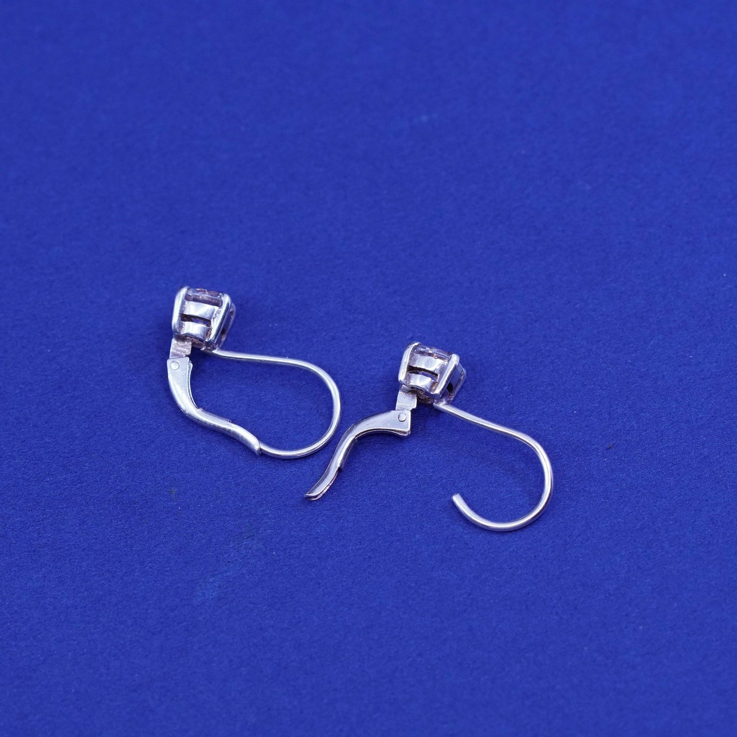 Vintage sterling 925 silver earrings with cz dangles