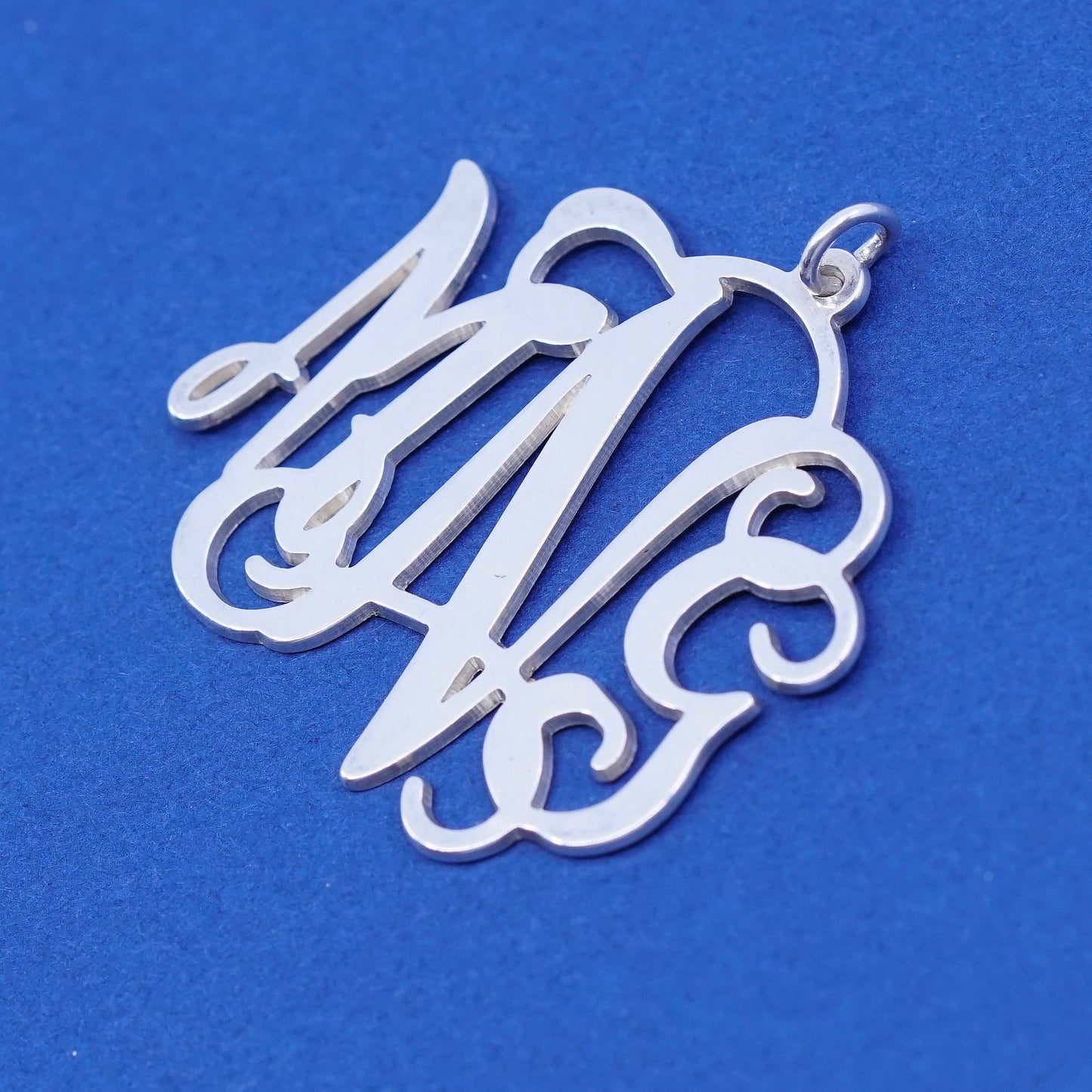 Vintage sterling silver handmade pendant, solid 925 initial “MNG”
