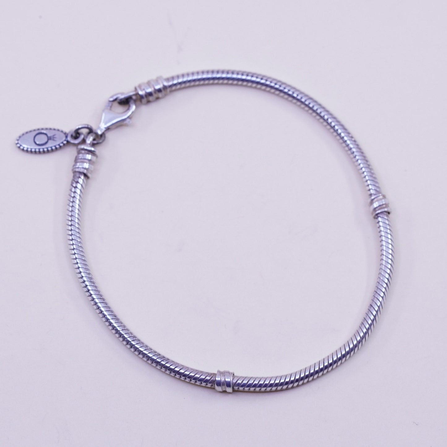 7.75”, 3mm, vintage Italy Sterling 925 silver bracelet, bold snake chain