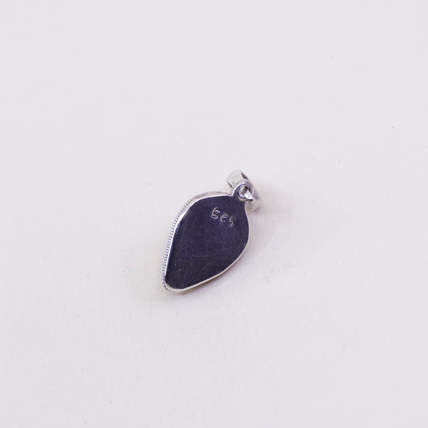 Vintage Sterling 925 silver handmade pendant with teardrop moonstone