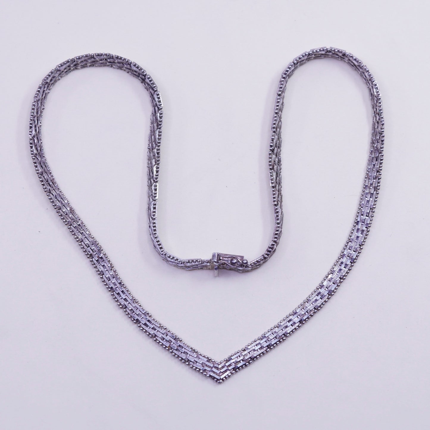 18”, 6mm, Vintage sterling silver Riccio link chain, V shaped 925 necklace