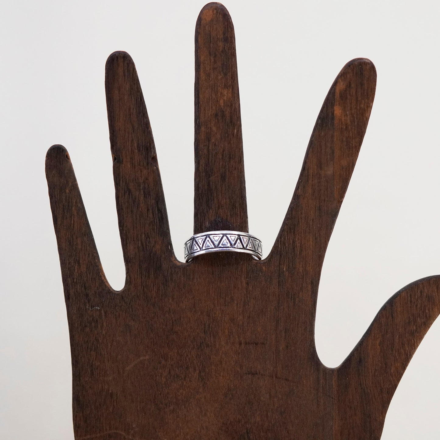 size 11.75, vintage Sterling silver handmade ring, 925 triangular textured band
