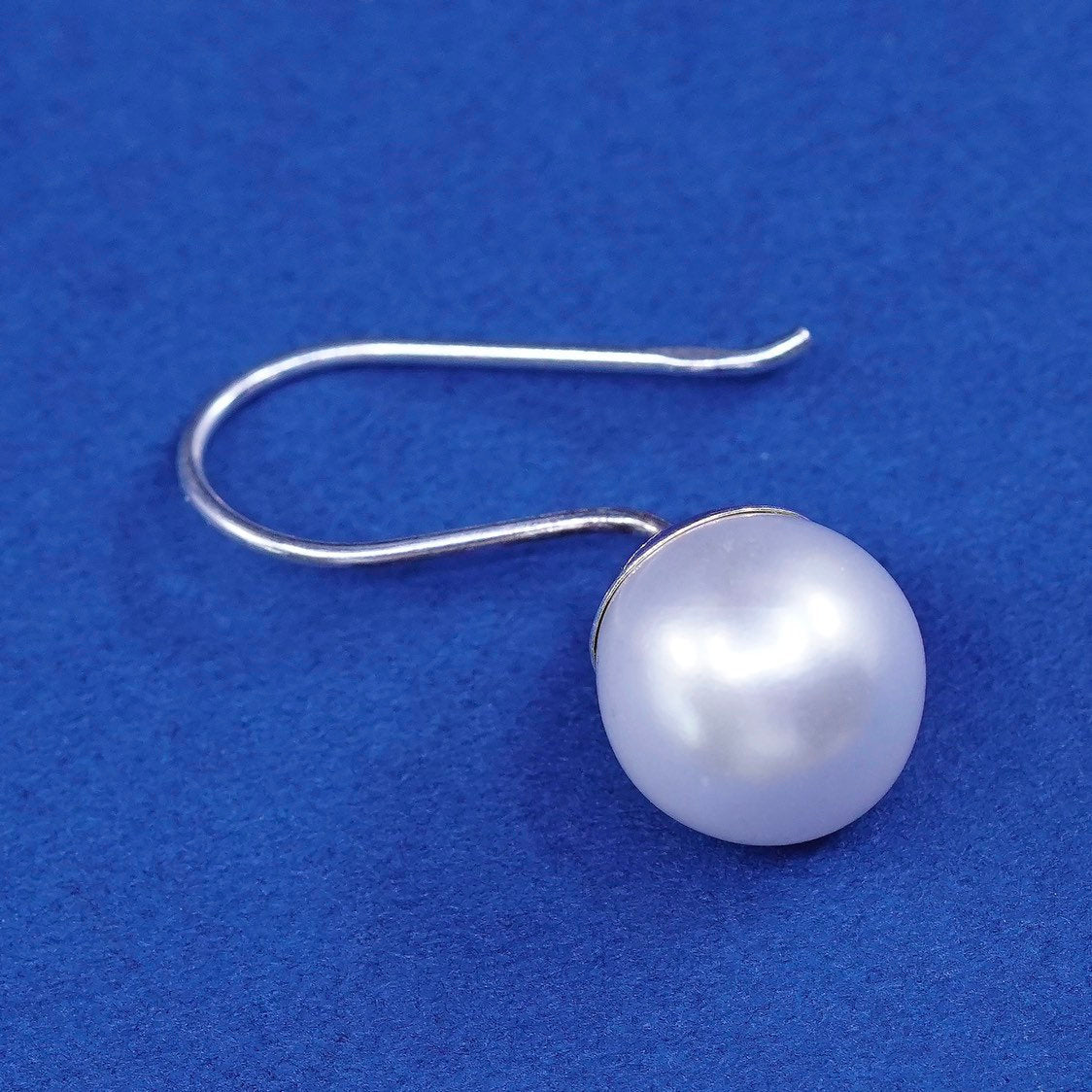 vtg Sterling silver handmade earrings, 925 hooks w/ pearl drops