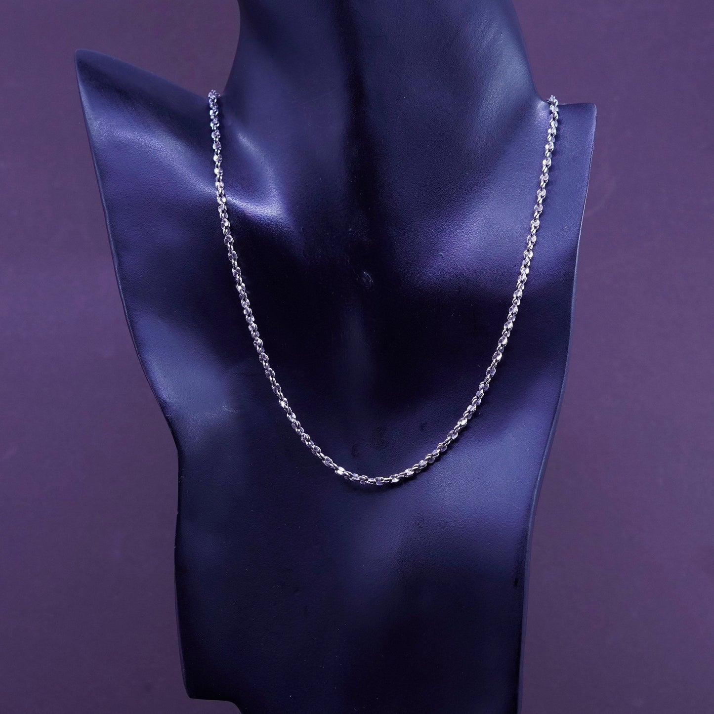 20”, 3mm, vintage Sterling silver necklace, Italy 925 twisted nugget chain