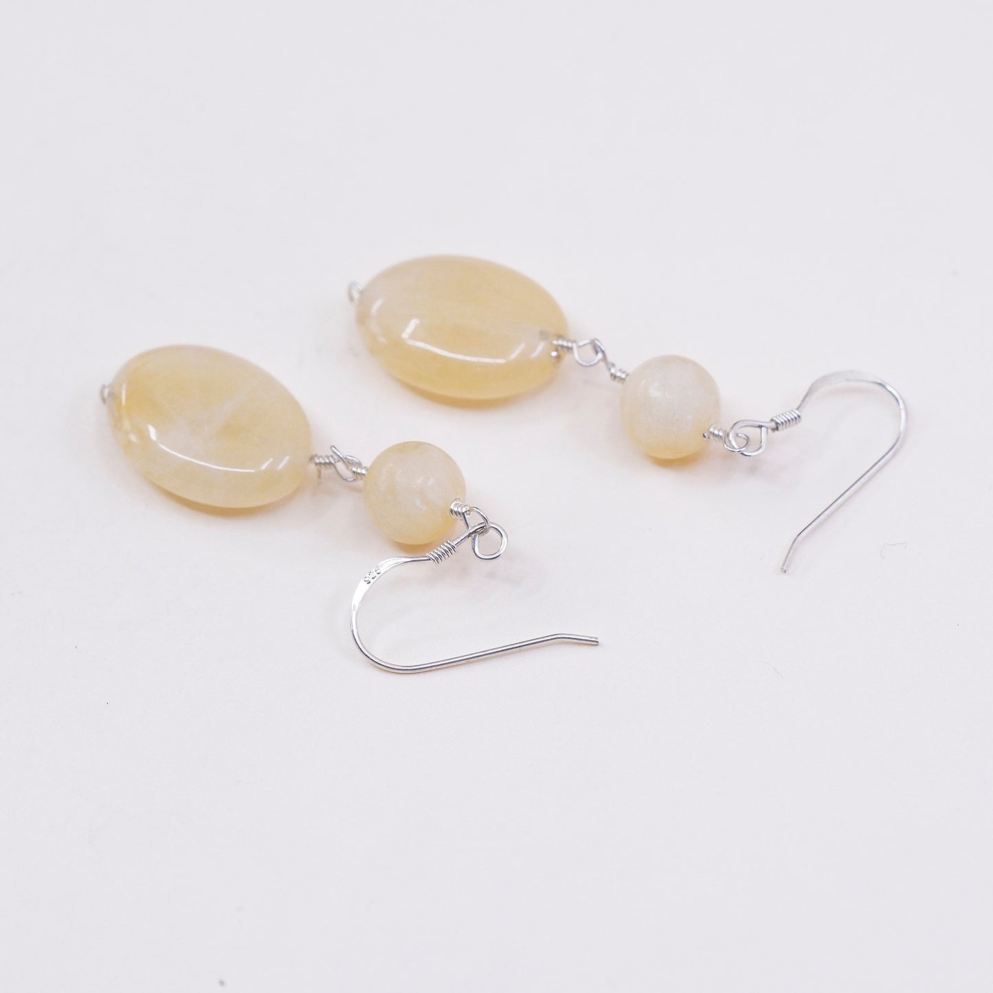 Vintage Sterling 925 silver handmade earrings with citrine