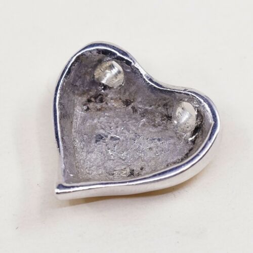 Vintage Sterling Silver Heart Pendant, Modern 925 Silver Charm, Stamped 925