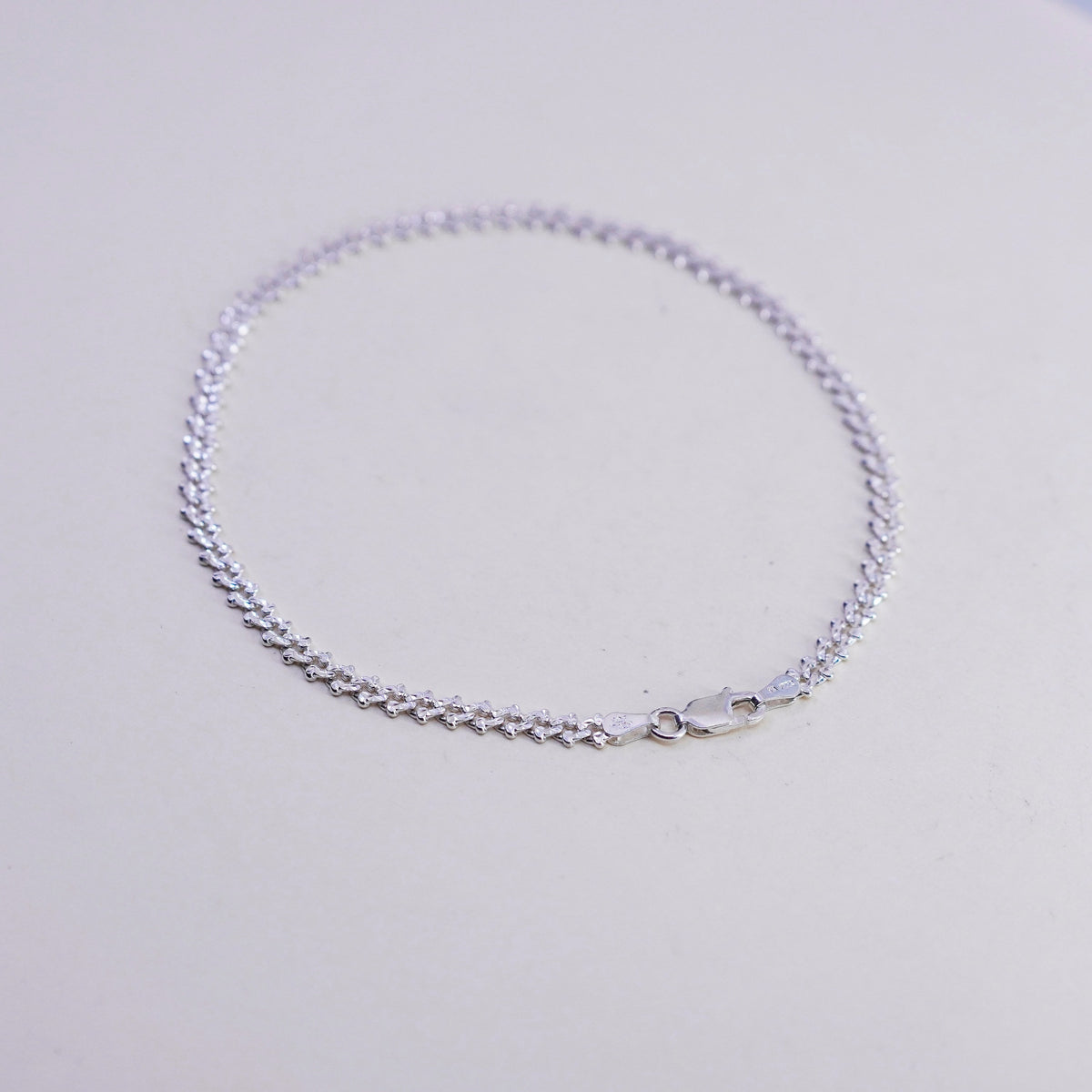 9.5”, Vintage sterling silver bracelet, 925 curb chain anklet