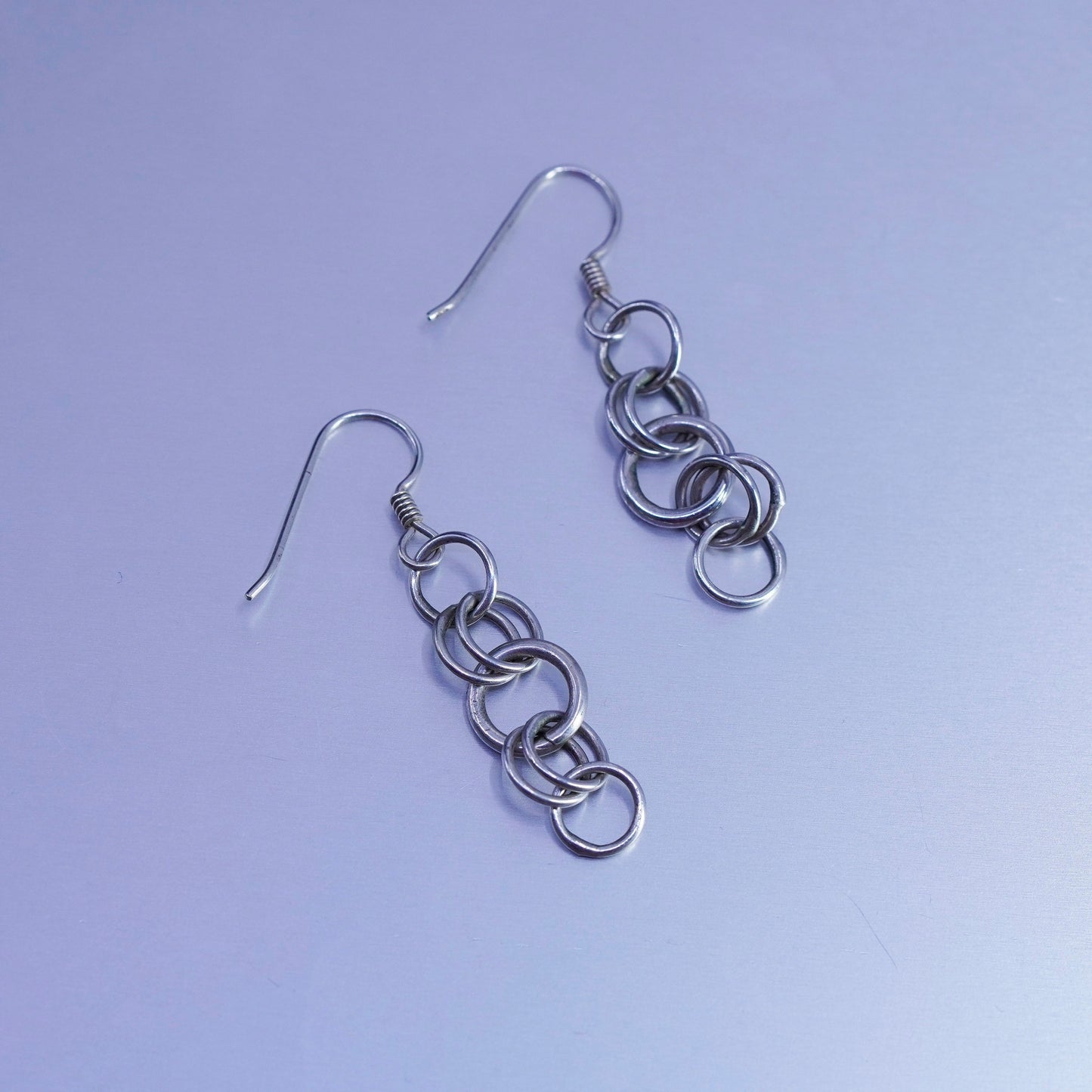Vintage Sterling 925 silver handmade entwined circle earrings