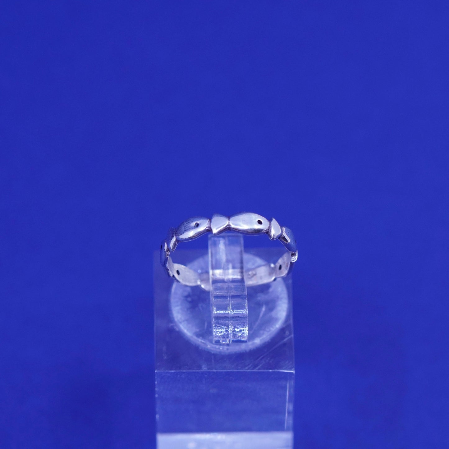 Size 6, vintage Sterling silver handmade ring, 925 prayer fish band