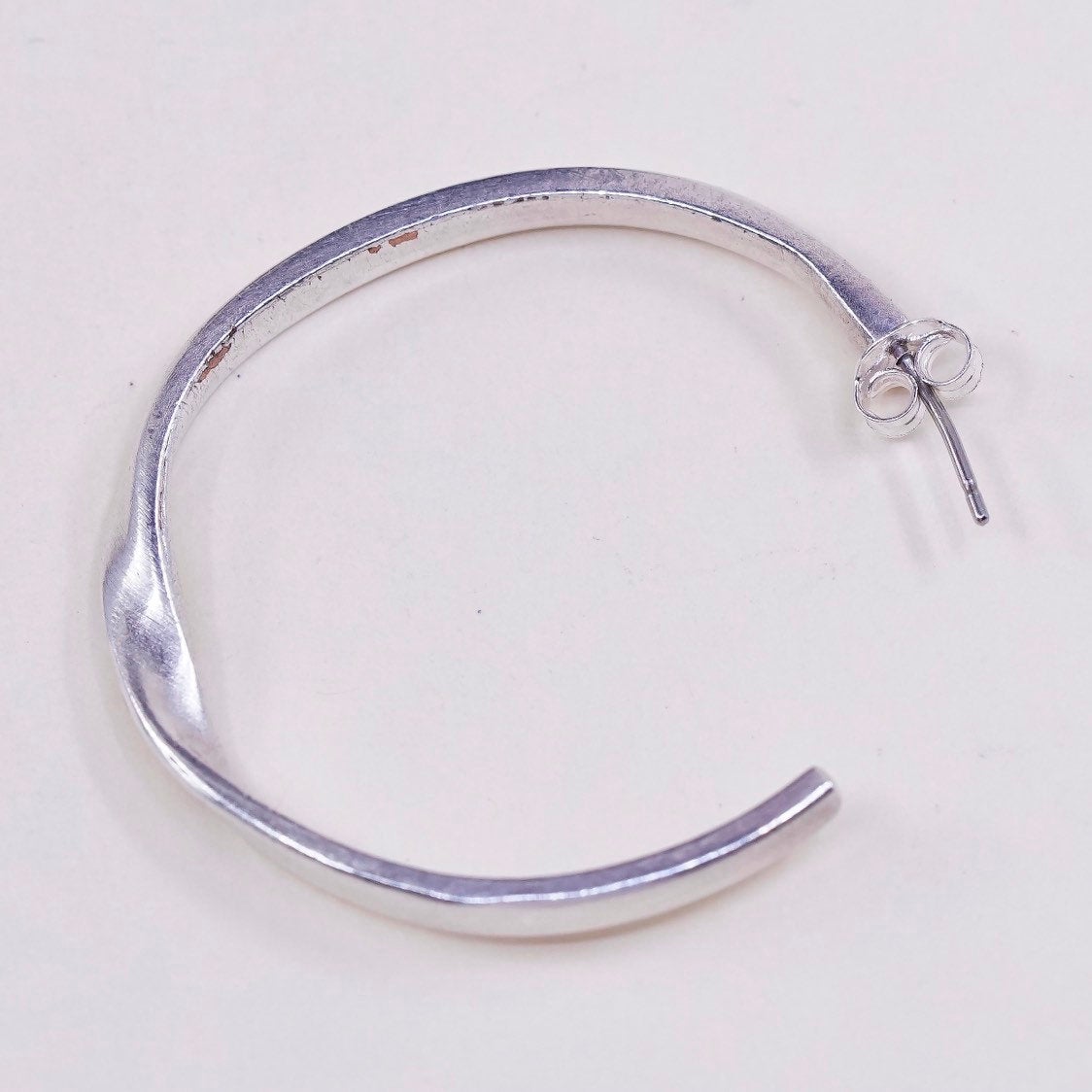 Vintage silver tone earrings, Twisted circle Hoops