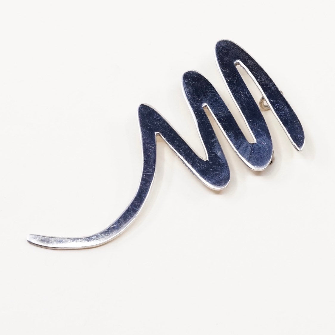 Vintage sterling silver handmade brooch, solid 925 silver tornado pin