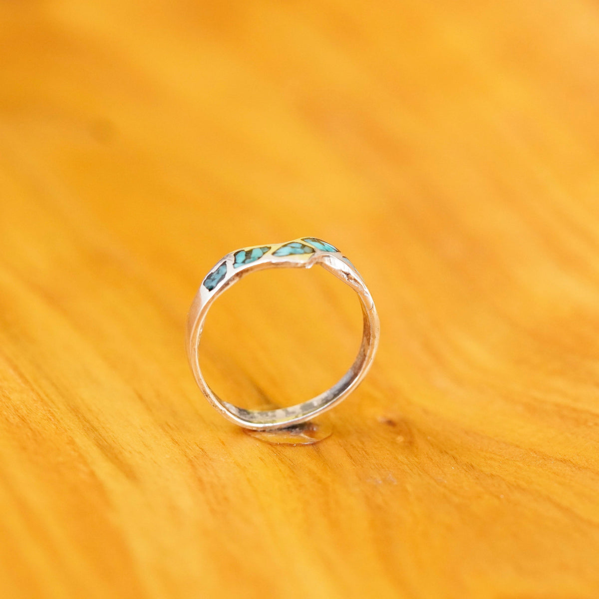 Size 7, vintage Sterling silver handmade ring, mexico 925 band with turquoise