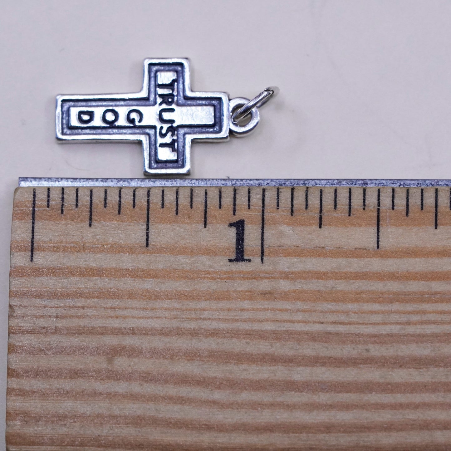 SLC Sterling silver handmade cross pendant, 925 charm engraved “trust god