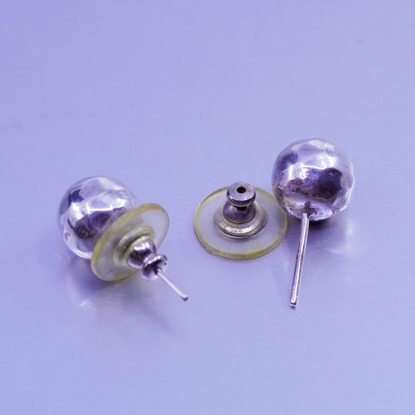 10mm, Vintage Sterling 925 silver handmade hammered earrings