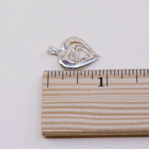 Sterling 925 Silver Heart Quote Pendant, “Daughter Fill Our Days W Sunshine”