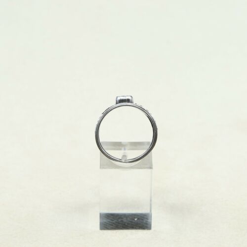 Sz 8, Vtg Sterling Silver Handmade Ring, 925 Silver Band W topaz inlay