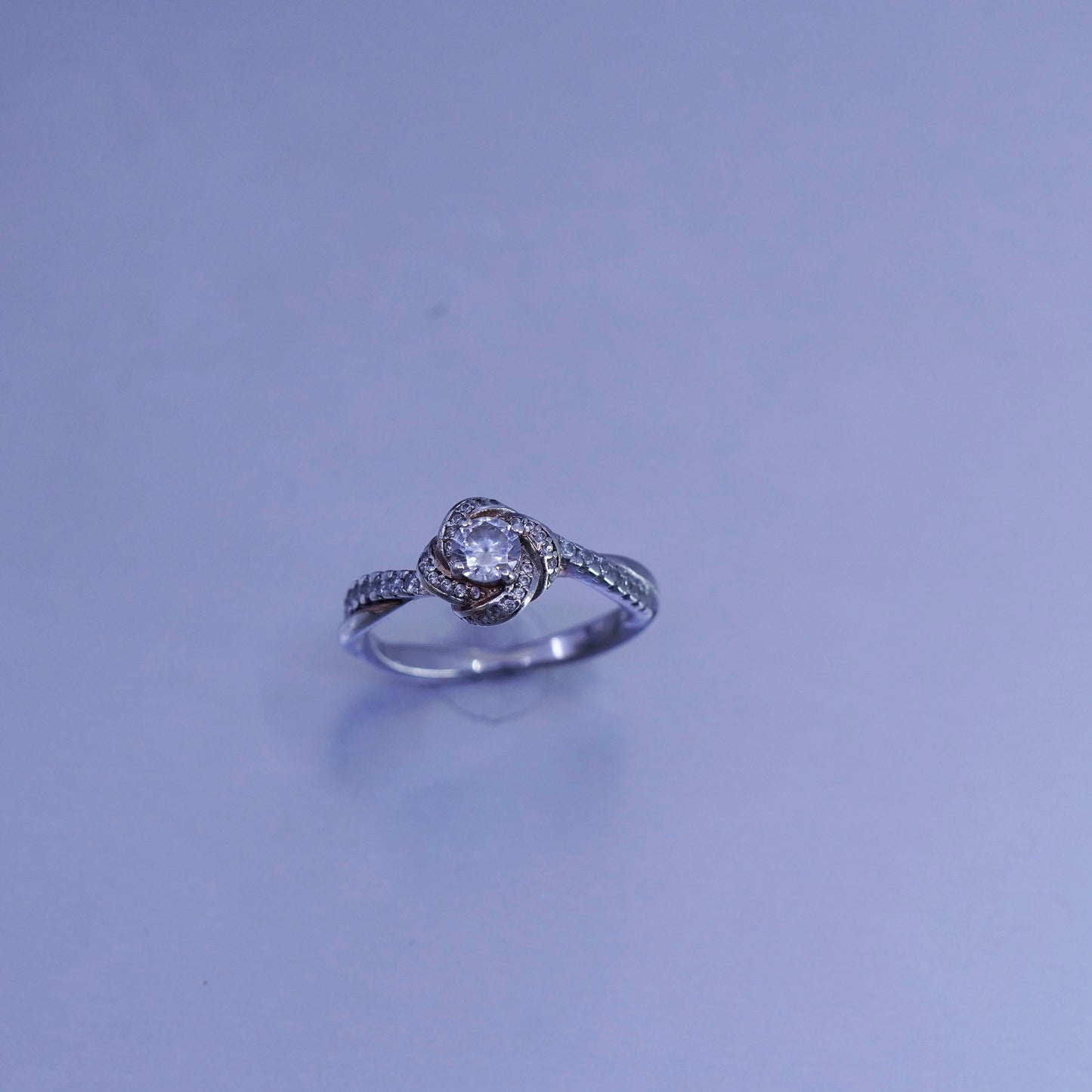 Size 7, vintage Sterling 925 silver handmade engagement ring with Cz