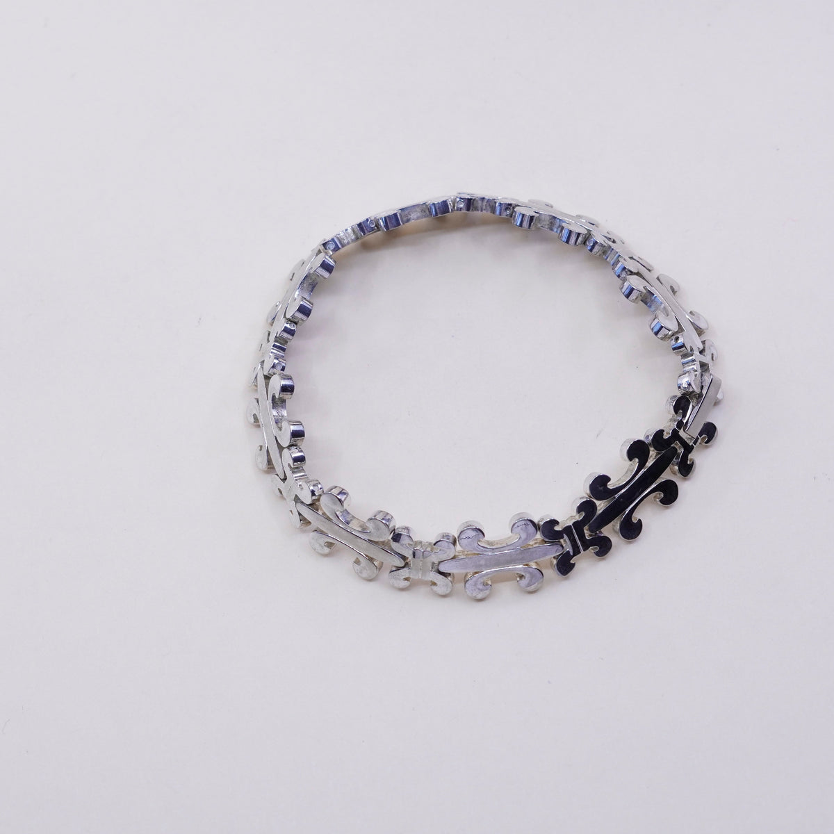 7.75”, French sterling silver tennis bracelet, 925 men’s the fleur-de-lis chain