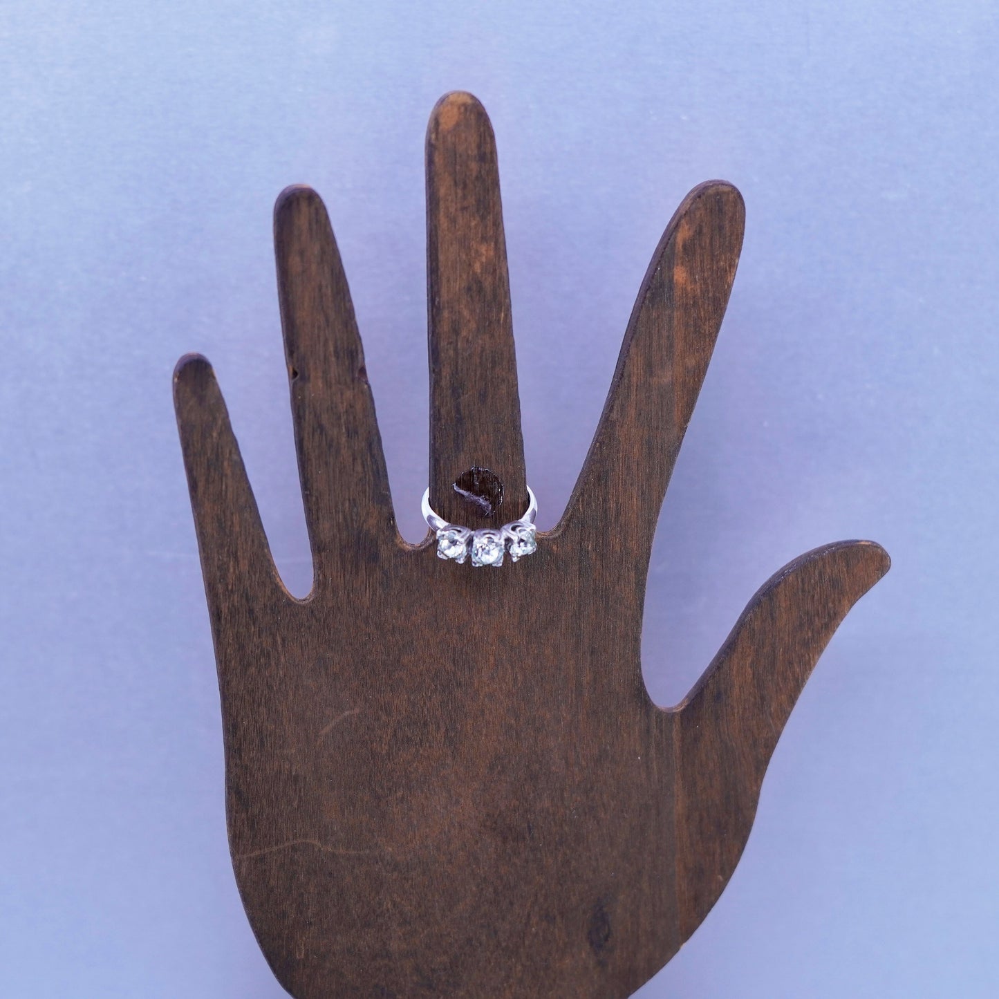 Size 7.5, vintage JJ Sterling 925 silver handmade band ring with cz