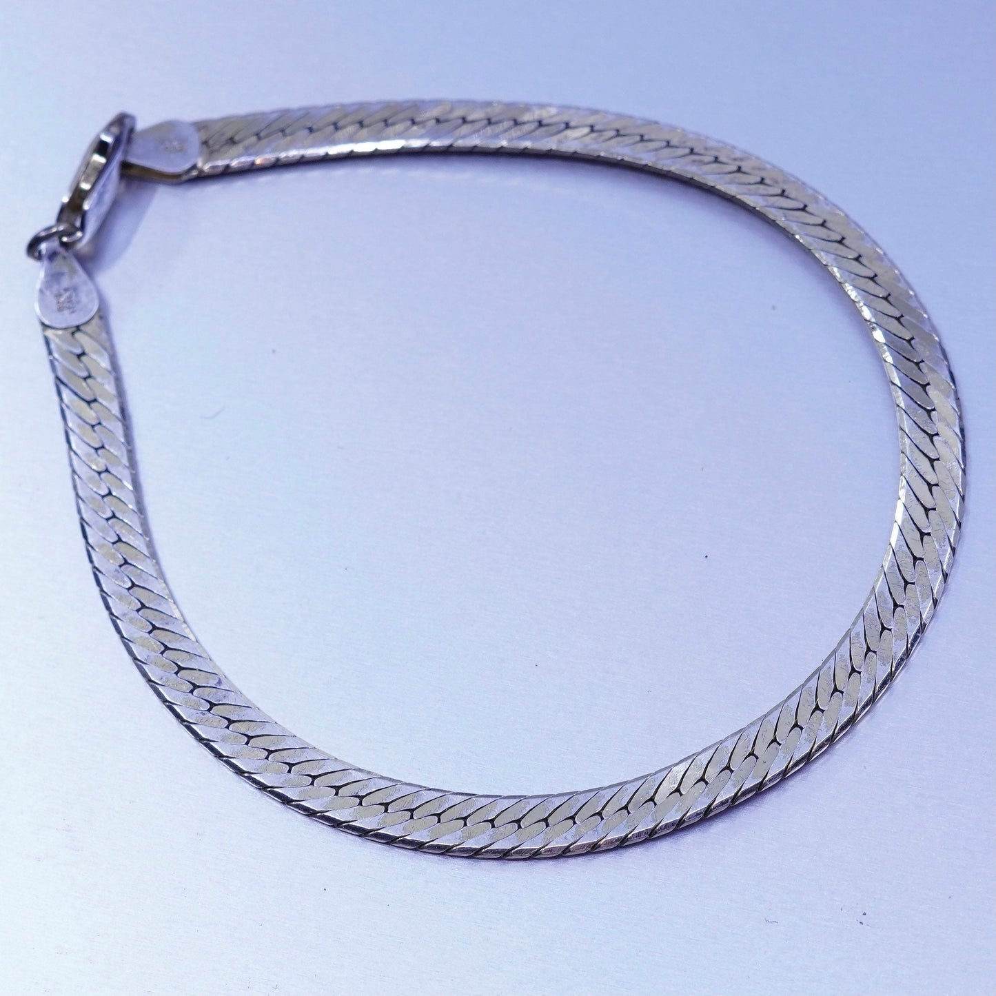 8”, Vintage Italy vermeil gold filled Sterling 925 silver herringbone bracelet