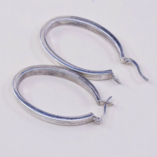 1.5”, Vtg Sterling Silver Hoops, Italy 925 silver, elegant earrings, Huggie