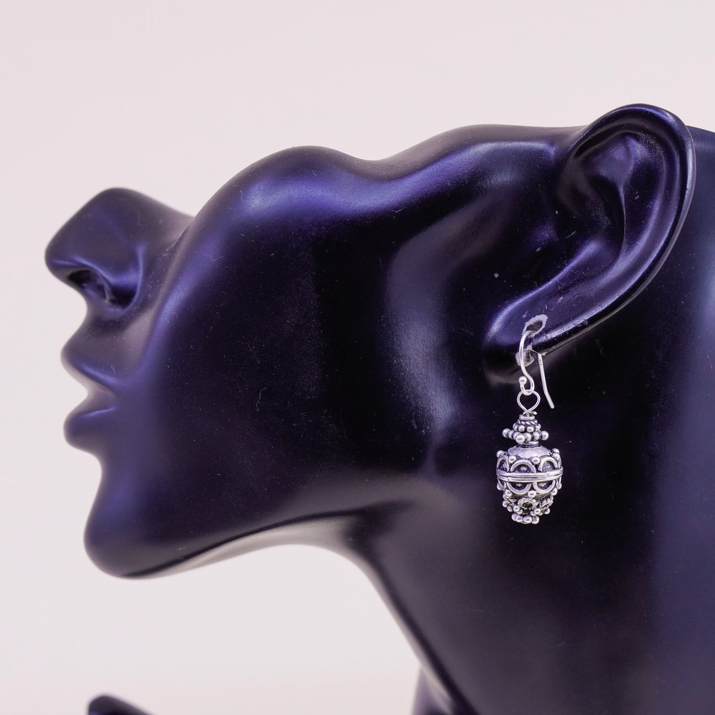 Vintage silver tone Bali earrings