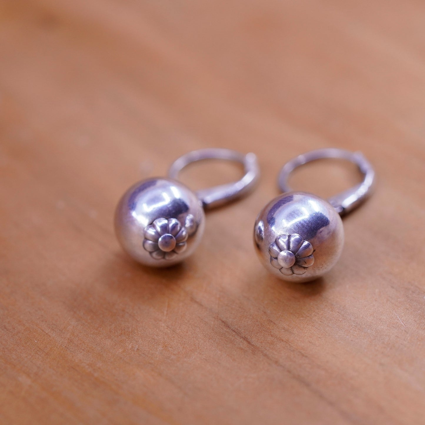 Vintage Sterling silver handmade earrings, 925 beads drops
