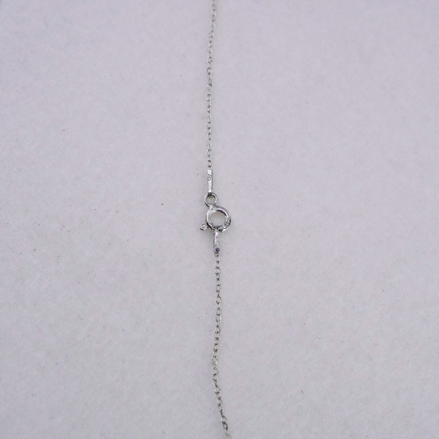 18”, Sterling 925 silver circle chain necklace with turtle tiger eye pendant