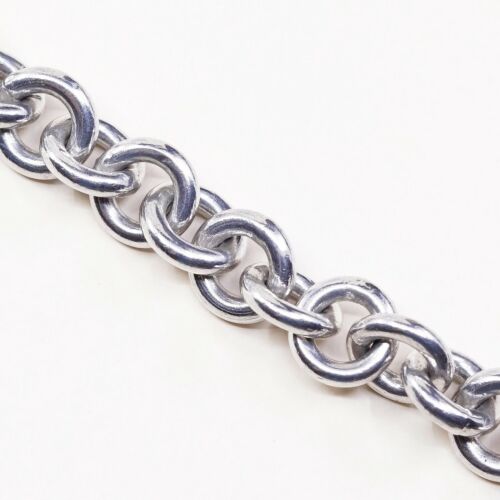 7.25” Vintage Sterling Silver Handmade Bracelet, 925 Silver chain w/ Lock charm