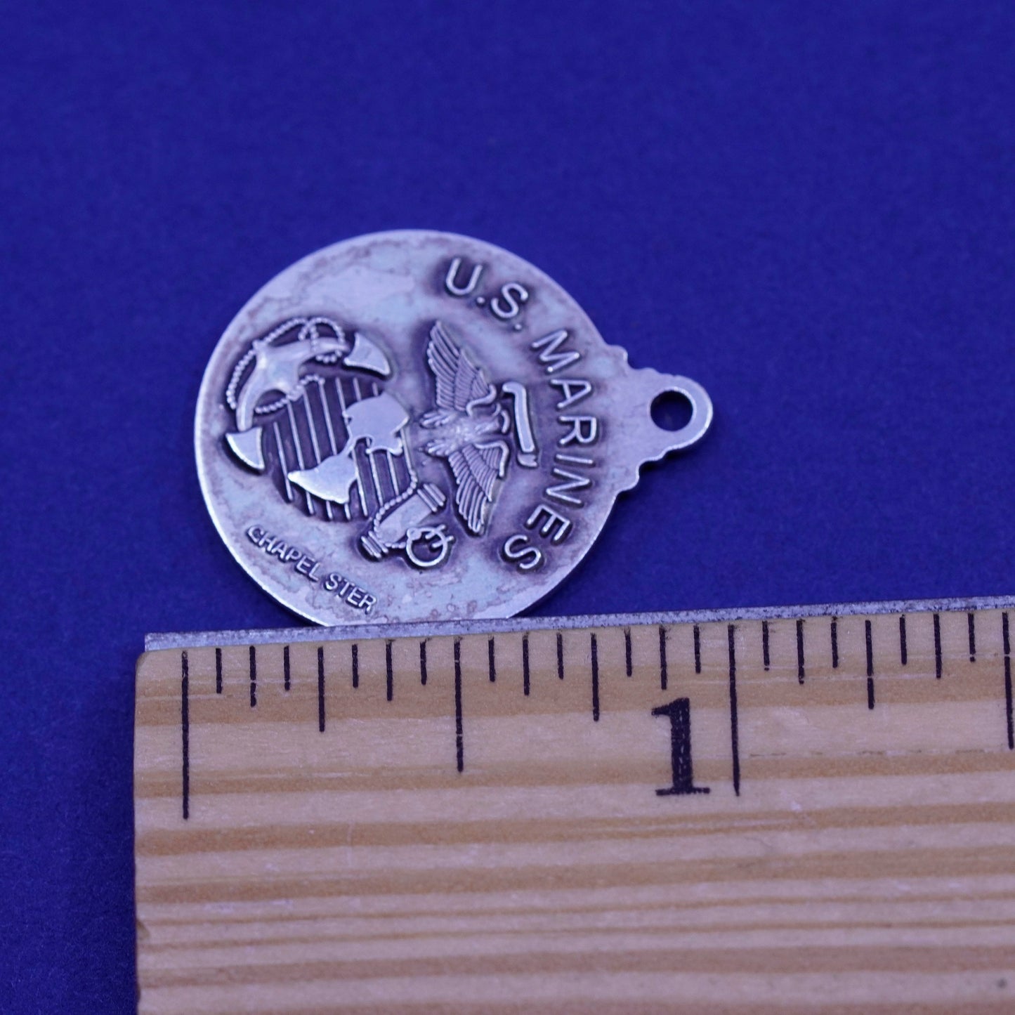 Chapel sterling silver US Marines pendant, 925 charm “saint Michael protect us