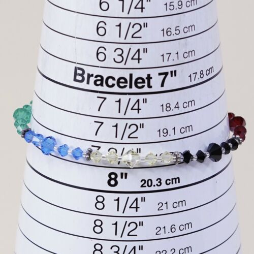 7.75”, Vtg Sterling Silver Handmade Bracelet, 925 Swarovski Crystal W/ Toggle