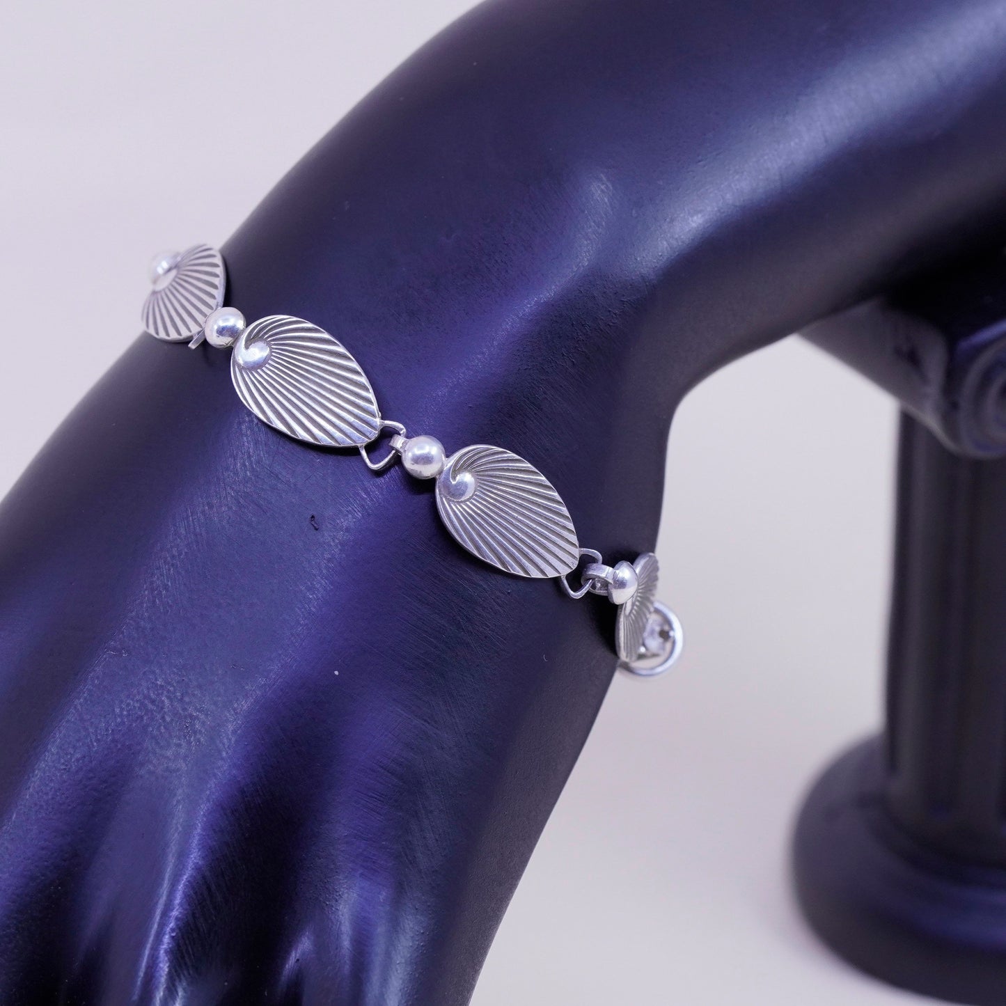 6”, vintage sterling 925 silver handmade tennis leaf bracelet